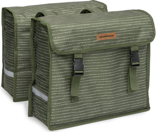 Dubbele fietstas New Looxs Fiori Double 30 liter 37 x 33 x 12,5 cm (x2) - nomi green
