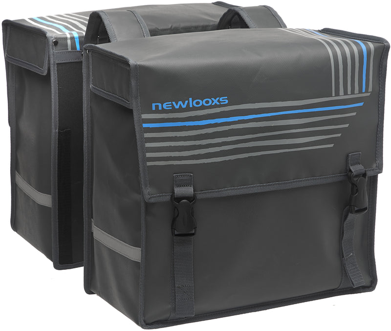 Dubbele fietstas New Looxs Bisonyl 46 liter 39 x 33 x 18 cm (2x) - grijs