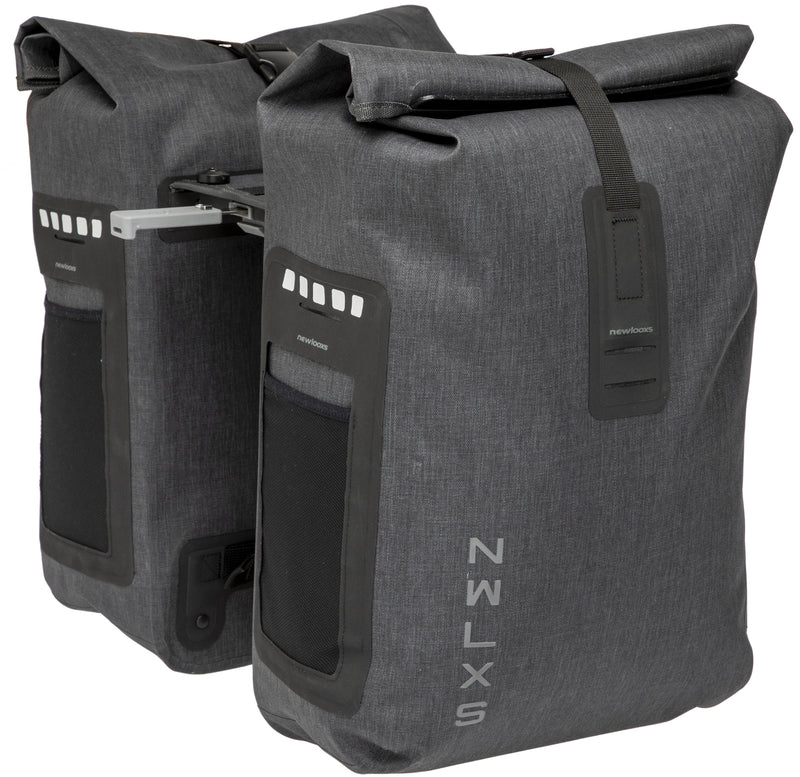 Dubbele fietstas New Looxs Varo Double MIK 40 liter 28 x 43 x 17 cm (x2) - grijs