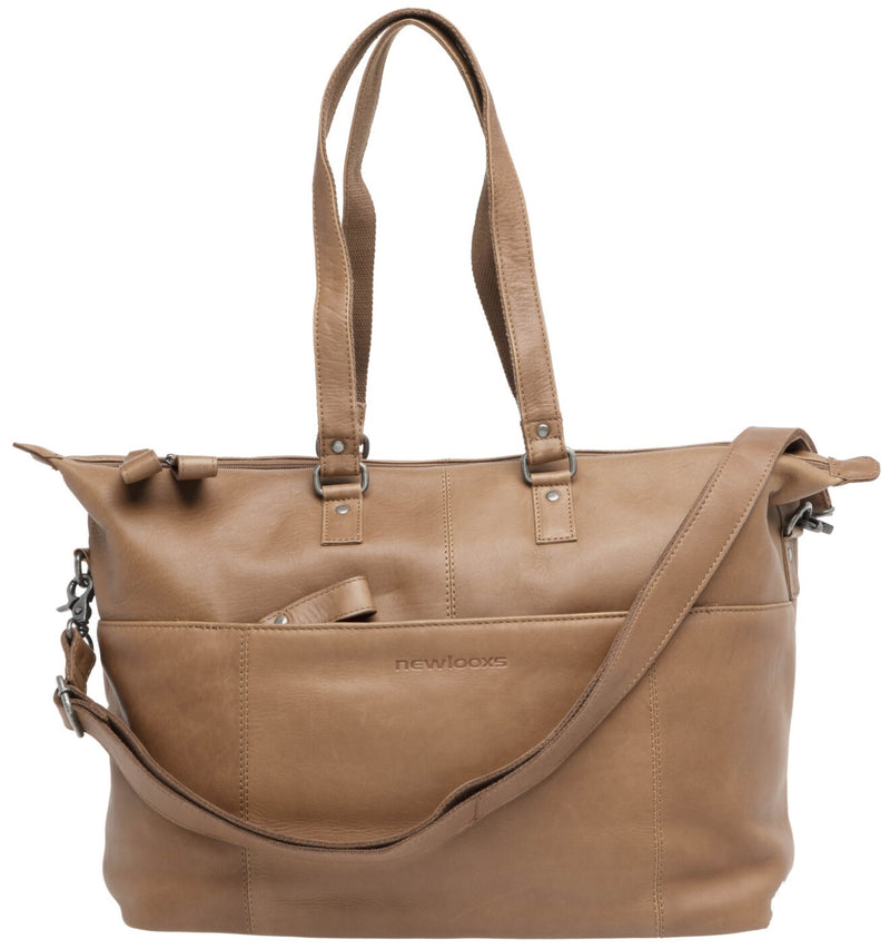 Fietstas New Looxs Verla 21 liter 34 x 18 x 44cm - gemaakt van luxe leer - cognac