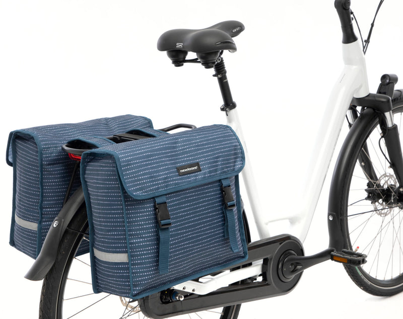 Dubbele fietstas New Looxs Fiori Double Nomi 30 liter 37 x 33 x 12,5 cm (x2) - blauw
