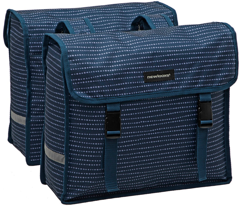 Dubbele fietstas New Looxs Fiori Double Nomi 30 liter 37 x 33 x 12,5 cm (x2) - blauw