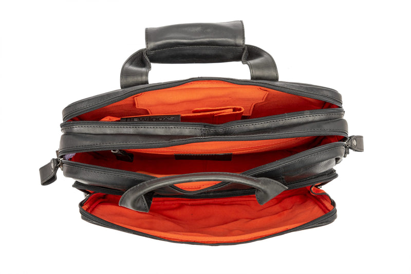 Fietstas New Looxs Cali 17 liter 40 x 15 x 31 cm - gemaakt van luxe leder - black