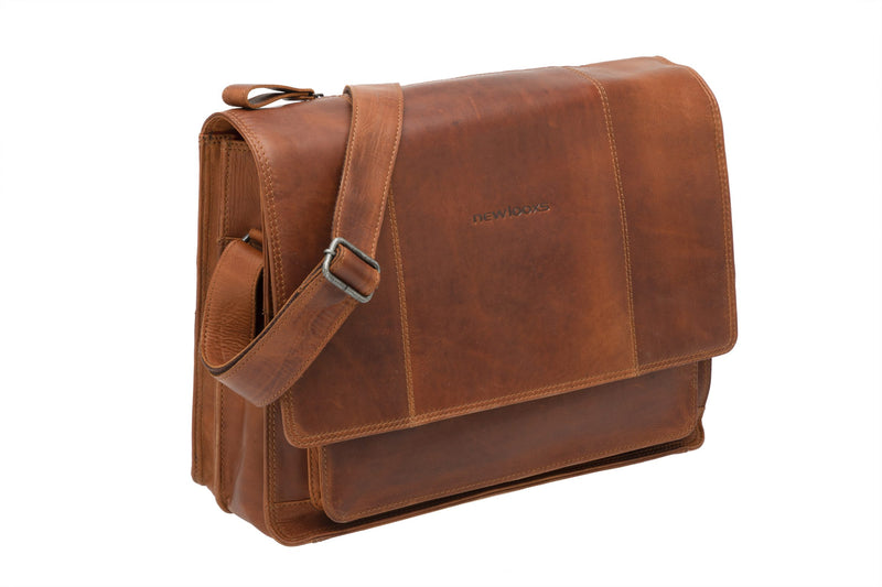 Fietstas New Looxs Fellini 18 liter 40 x 15 x 32 cm - gemaakt van luxe leder - cognac