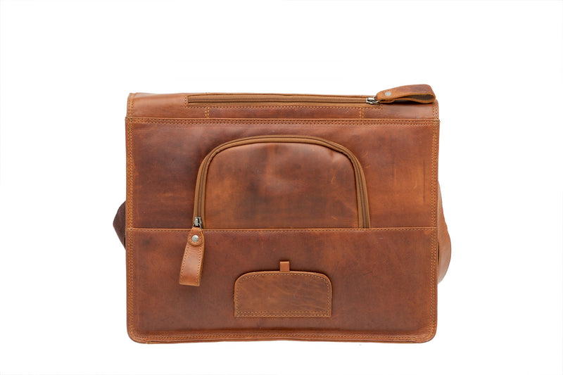 Fietstas New Looxs Fellini 18 liter 40 x 15 x 32 cm - gemaakt van luxe leder - cognac