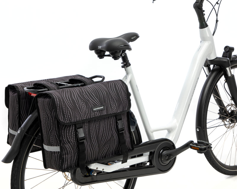 Dubbele fietstas New Looxs Fiori Alma 30 liter - 37 x 12,5 x 33 cm (x2) - zwart