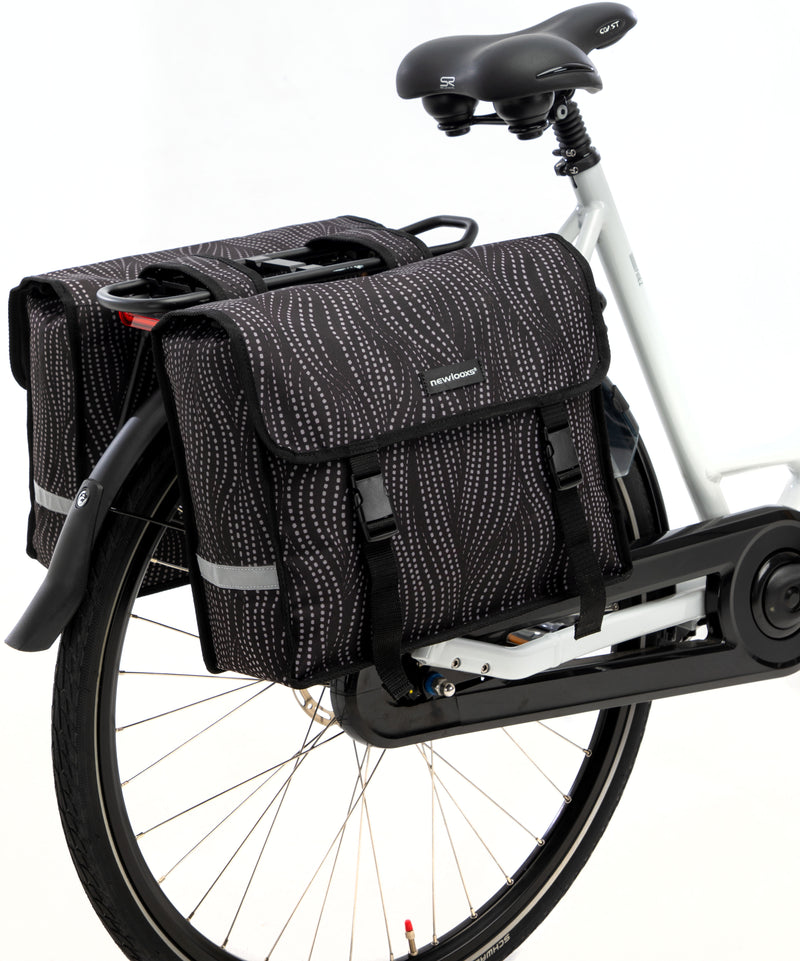 Dubbele fietstas New Looxs Fiori Alma 30 liter - 37 x 12,5 x 33 cm (x2) - zwart