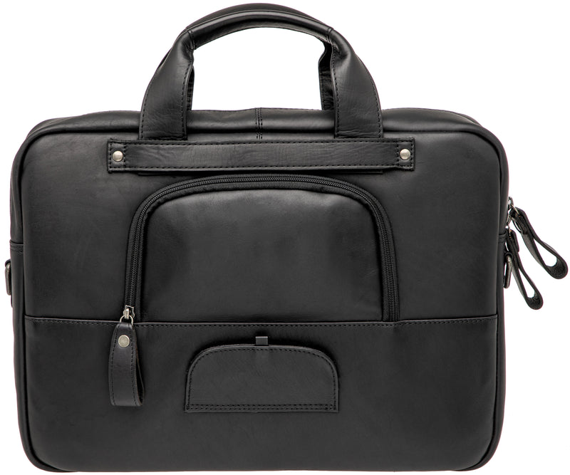 Laptoptas New Looxs Luko 7.5 liter - 42 x 6 x 30 cm - gemaakt van luxe leder - zwart