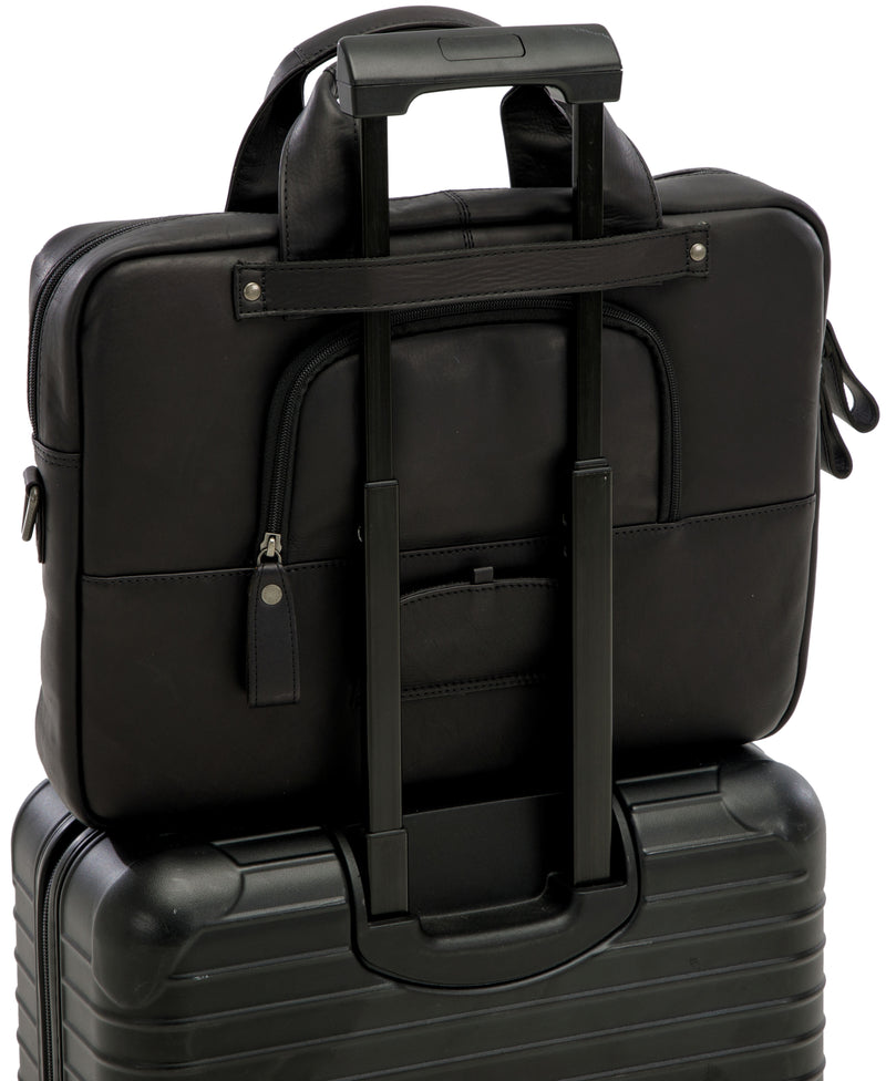 Laptoptas New Looxs Luko 7.5 liter - 42 x 6 x 30 cm - gemaakt van luxe leder - zwart