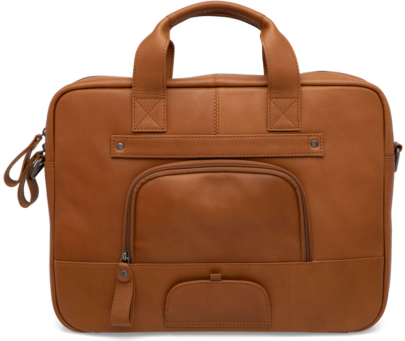Laptoptas New Looxs Luko 7.5 liter - 42 x 6 x 30 cm - gemaakt van luxe leder - cognac