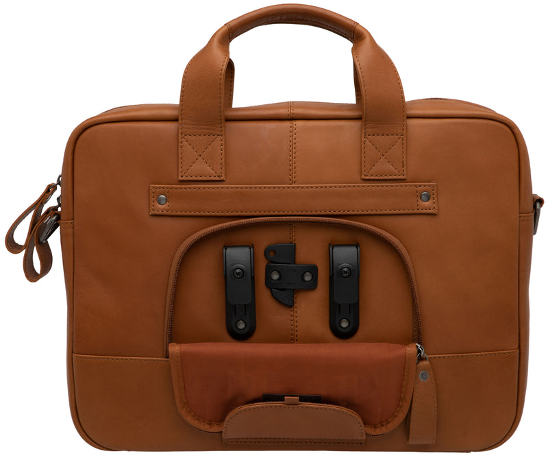 Laptoptas New Looxs Luko 7.5 liter - 42 x 6 x 30 cm - gemaakt van luxe leder - cognac