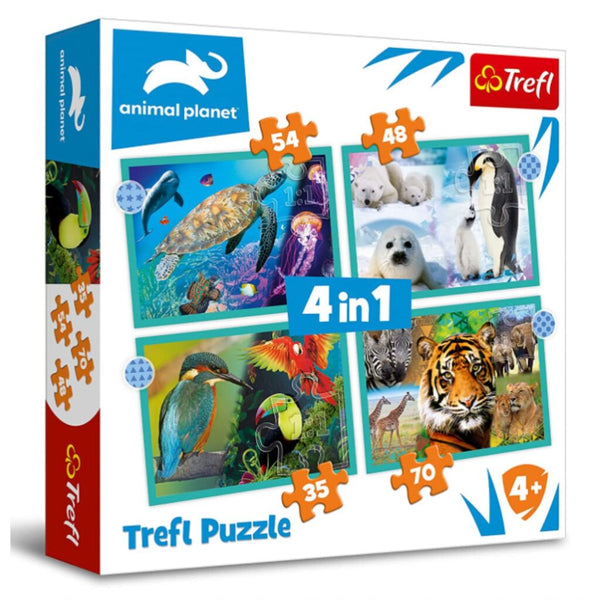 Trefl 4in1 Puzzel World of Animals 35-70 Stukjes