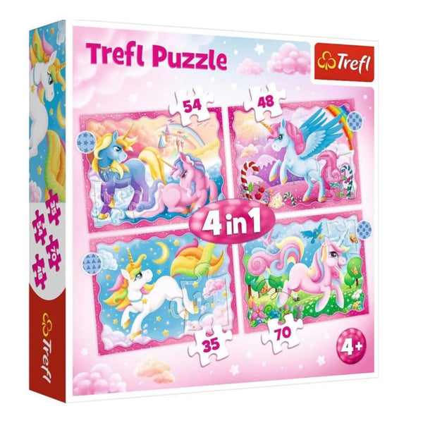 Trefl 4in1 Puzzel Unicorns and Magic 35-70 Stukjes