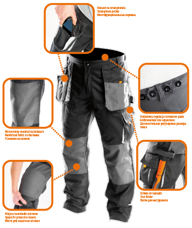 Neo Tools Werkbroek L/52 Oxford Bescherming 35% Katoen-65% Polyester 267 Gr/m2 CE-EN340