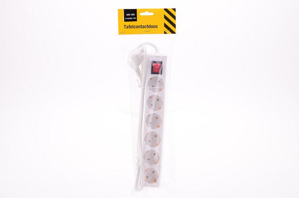 Tafelcontactdoos 6-voud RA+SCH 1,5m.