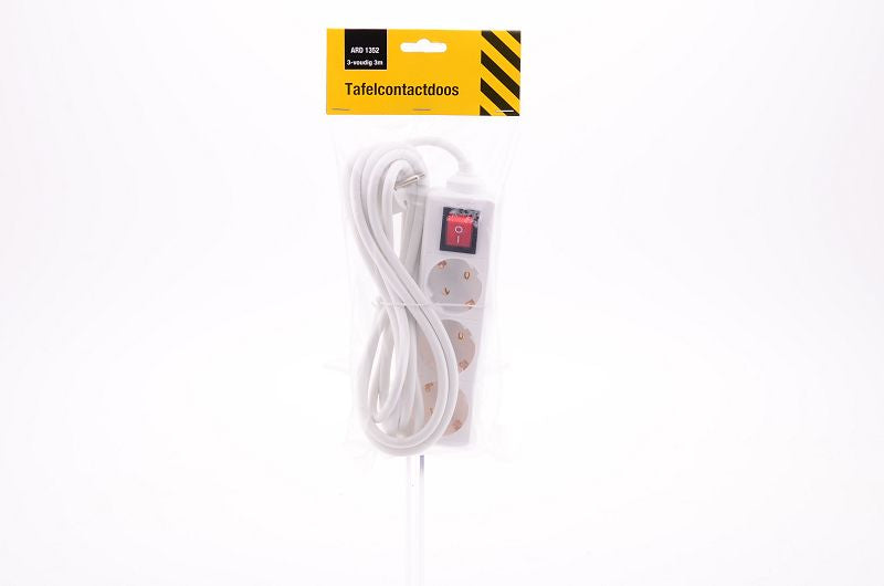 Tafelcontactdoos 3-voud RA+SCH 3m.
