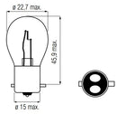 Lamp  12V-21/5W BAY15D rood
