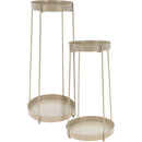 Plantenstandaard - 46 + 58 cm hoogte - taupe - set van 2
