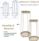 Plantenstandaard - 46 + 58 cm hoogte - taupe - set van 2