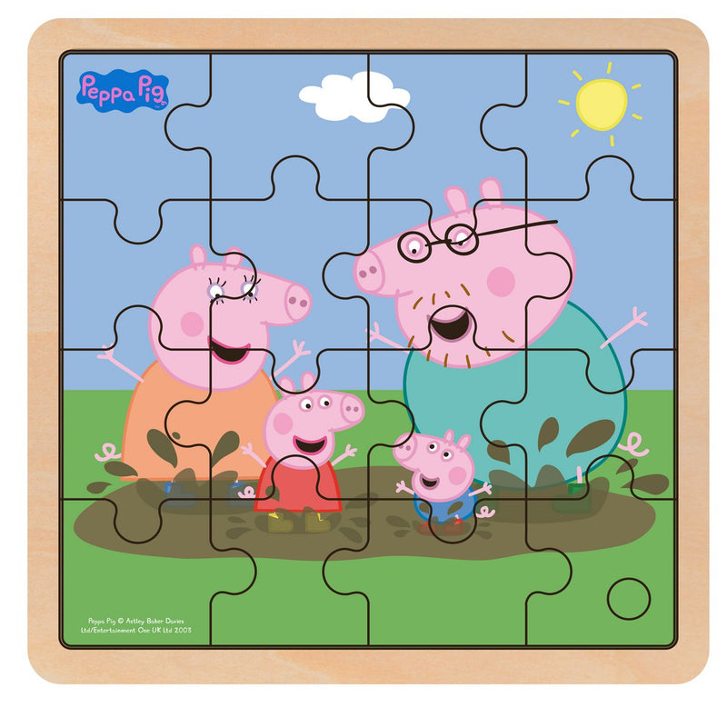 Peppa Pig - Houten puzzel - Modder - Kinderpuzzel - Peuterpuzzel - 16 stukjes