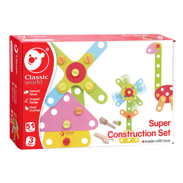 Classic World Houten Constructieset, 62dlg.