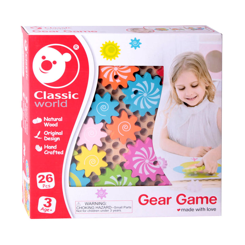 Classic World Houten Tandwielen Spel, 26dlg.