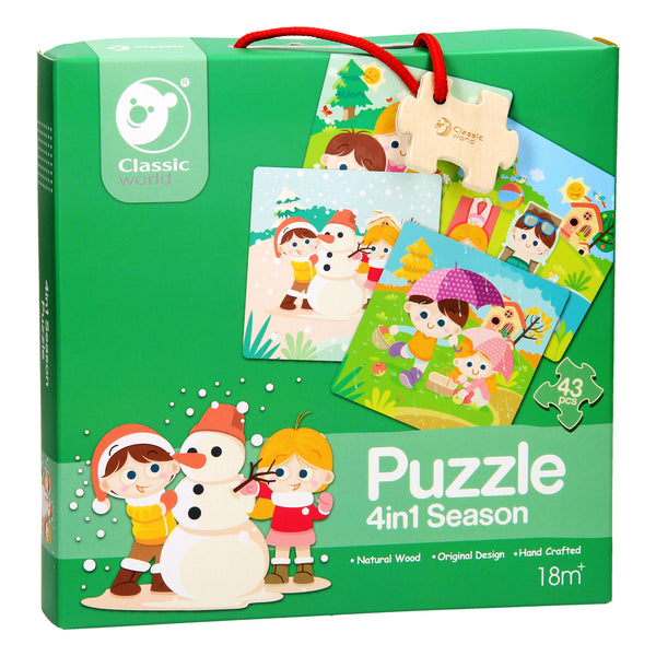Classic World Houten Puzzel Seizoenen, 4in1