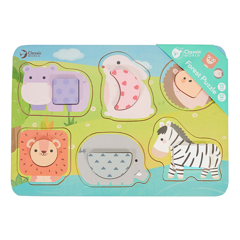 Classic World Houten Puzzel Wilde Dieren, 13st.