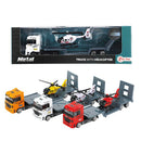 Metal Vrachtwagen met Oplegger en Helikopter