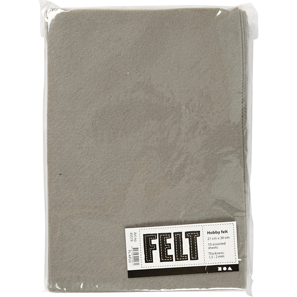 Hobbyvilt Grijs A4, 10 Vellen