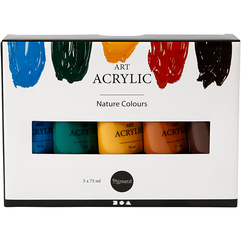 Pigment Art Acrylverf Natuurlijke Kleuren, 5x75ml