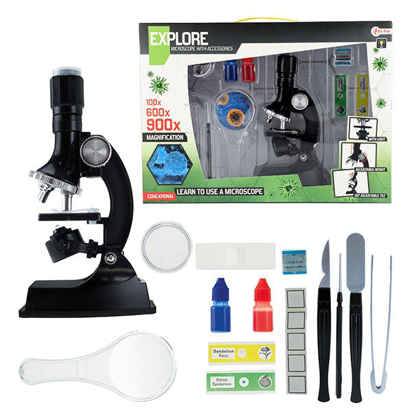 EXPLORE Wetenschap set microscoop met licht en met acc