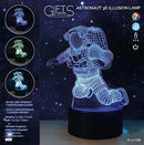 3D Illusie Lamp - LED - 7 verschillende kleuren - 17cm - Astronaut