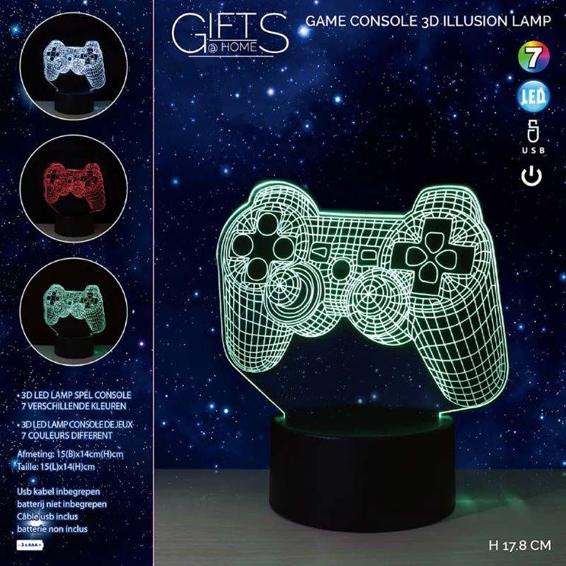 3D Illusie Lamp - LED - 7 verschillende kleuren - 15cm - Spelconsole
