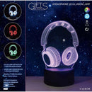 3D Illusie Lamp - LED - 7 verschillende kleuren - 17.5cm - Koptelefoon