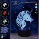 3D Illusie Lamp - LED - 7 verschillende kleuren - 18cm - Unicorn