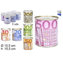 6 Metalen spaarpot eurobiljet print XL