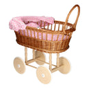 Poppenwagen met Kussentjes - Geruit Roze