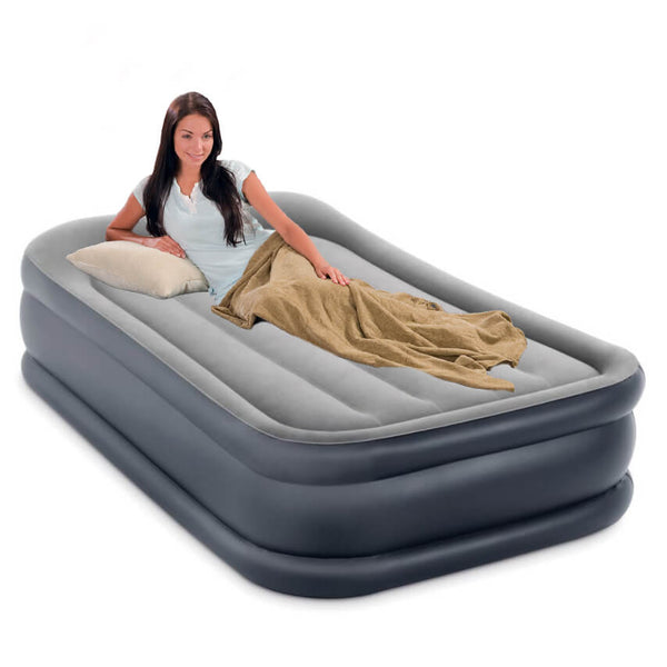 Intex 64132NP Twin Deluxe Pillow Rest Raised 1-Persoons Luchtbed 191x99x42 cm Blauw/Grijs