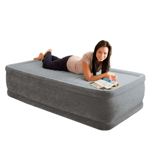 Intex 64412ND TComfort Plush Elevated Twin 1-Persoons Luchtbed 191x99x46 cm + Ingebouwde Pomp Grijs