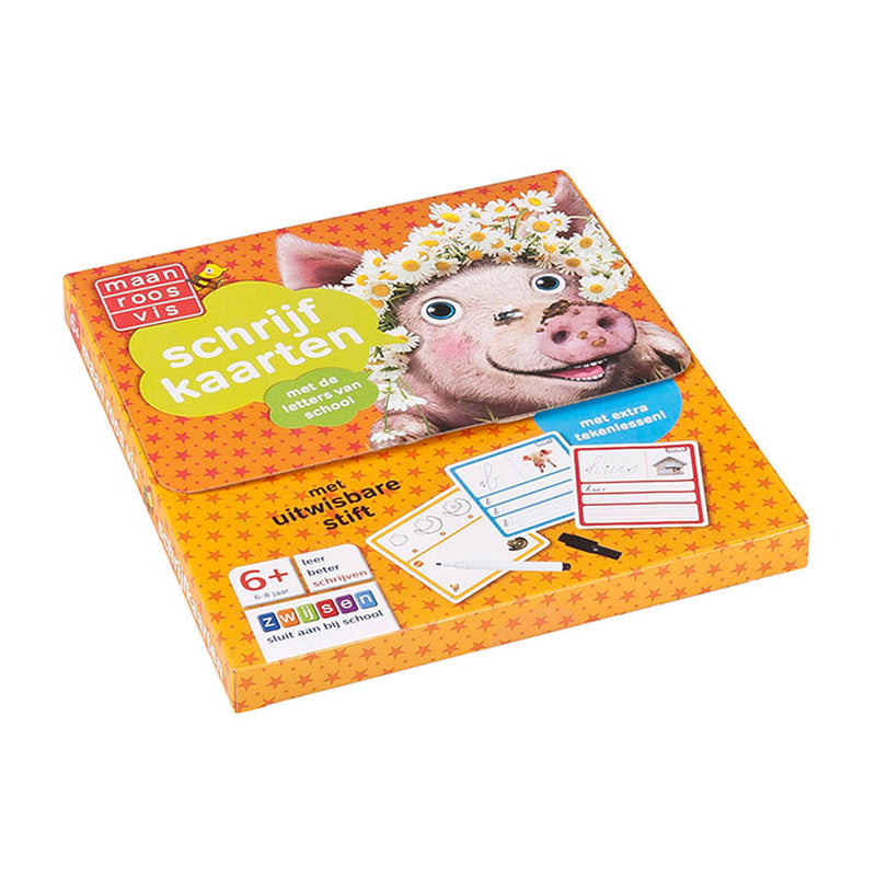 Maan Roos Vis - Schrijfkaarten 6-8 jaar