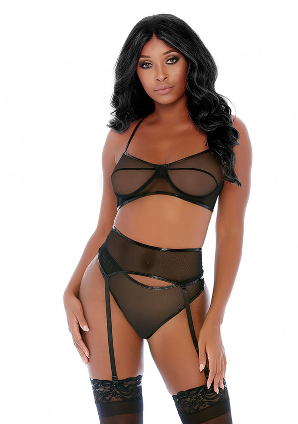 Compare and Contrast Lingerie Set - Black - XL