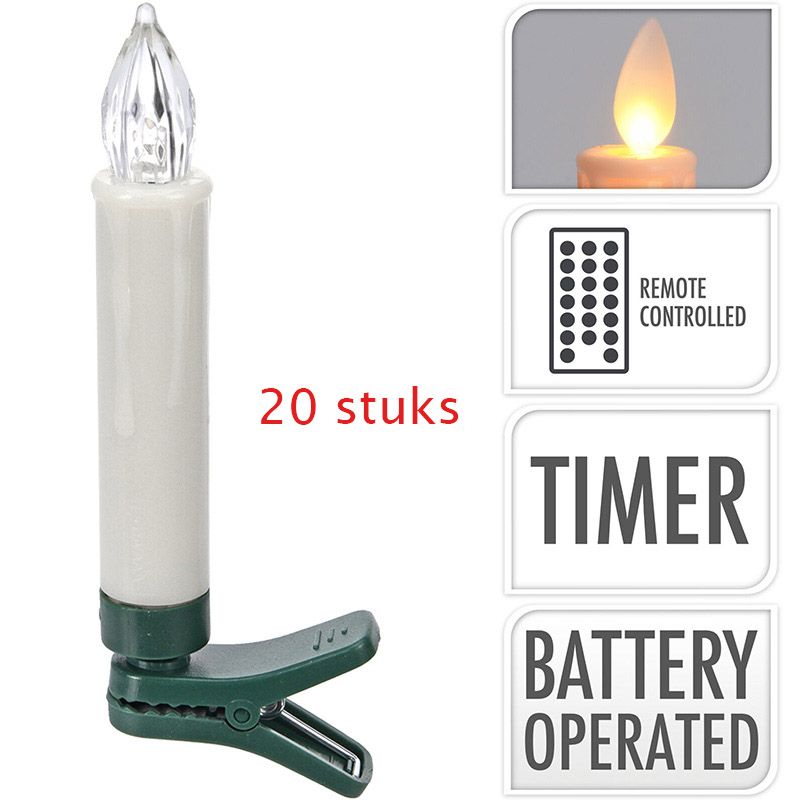 Kaarsverlichting - 20 stuks - draadloos - met afstandsbediening