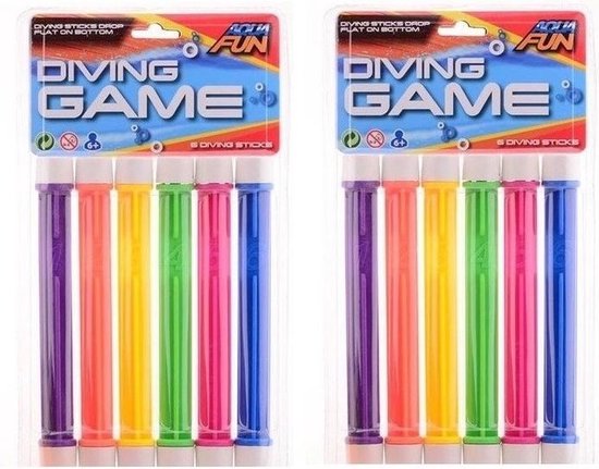 2x6 stuks gekleurde duikstaafjes 20 cm / opduik speelgoed - duikspeeltjes zwembad speelgoed