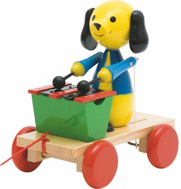 Woody houten trekhond met xylofoon 90202