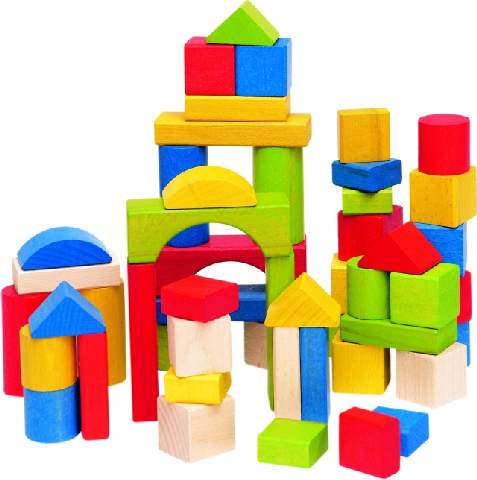 Woody 50 bouwblokken naturel+gekleurd