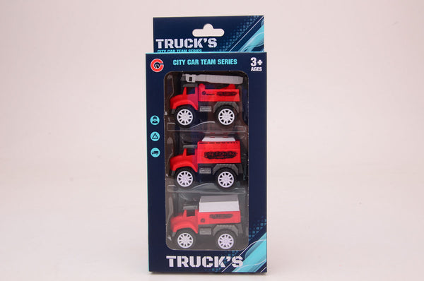 Brandweerauto 3 stuks Pull Back