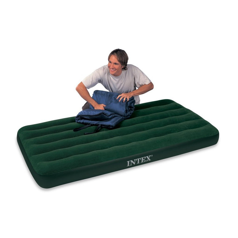 Intex 66967 Eenpersoons Luchtbed met Elektrische Luchtpomp 191x99x22 cm Groen