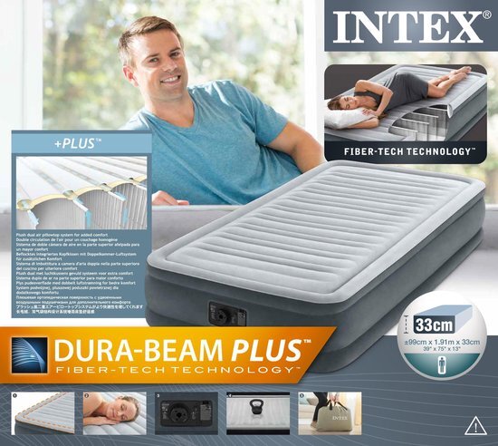Intex 67766NP Intex Comfort Plush Twin Luchtbed 1-persoons 191x99x33 cm