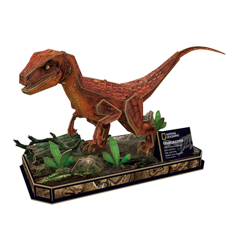 National Geographic Houten 3D Puzzel Velociraptor 63 Stukjes